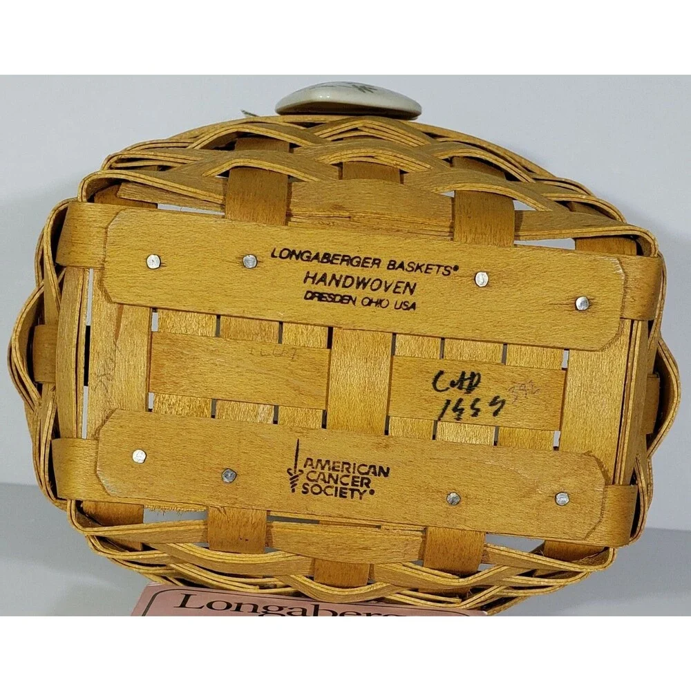 1999 Longaberger Horizon Of Hope Basket Set W/ Liner Protector Lid Tie On